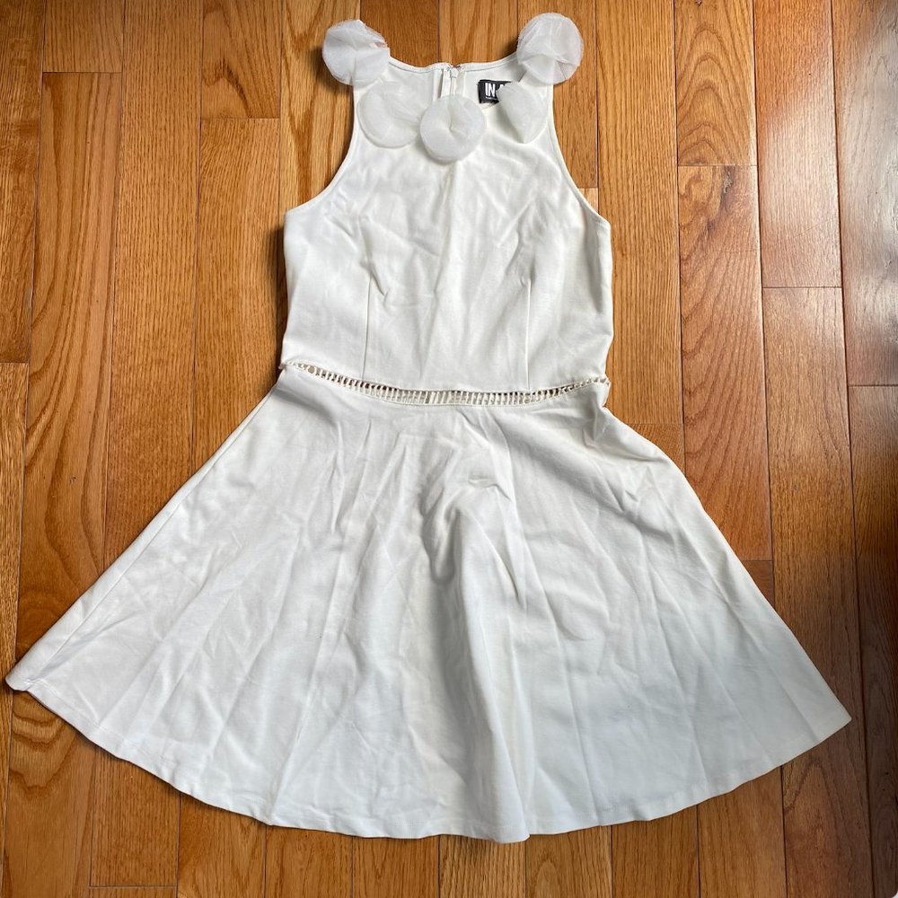 White Dress with Cut-Out Design at Waist Area